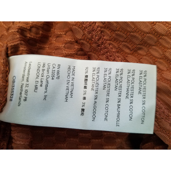 Free People NWT Rusty Orange Sz M Splice Front Wide Cuff Long Sleeve Top - Picture 10 of 12